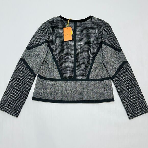ETRO Milano 44 US/8 Ribbons Blazer Jacket Gray Black Round Neck NWT $1950 - Picture 5 of 12